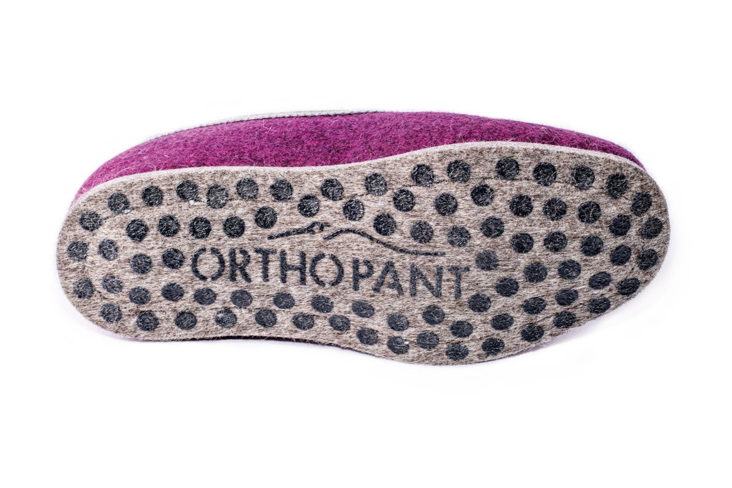 Filzpantoffeln CLASSIC - Hausschuhe himbeerrot mit beiger Borte