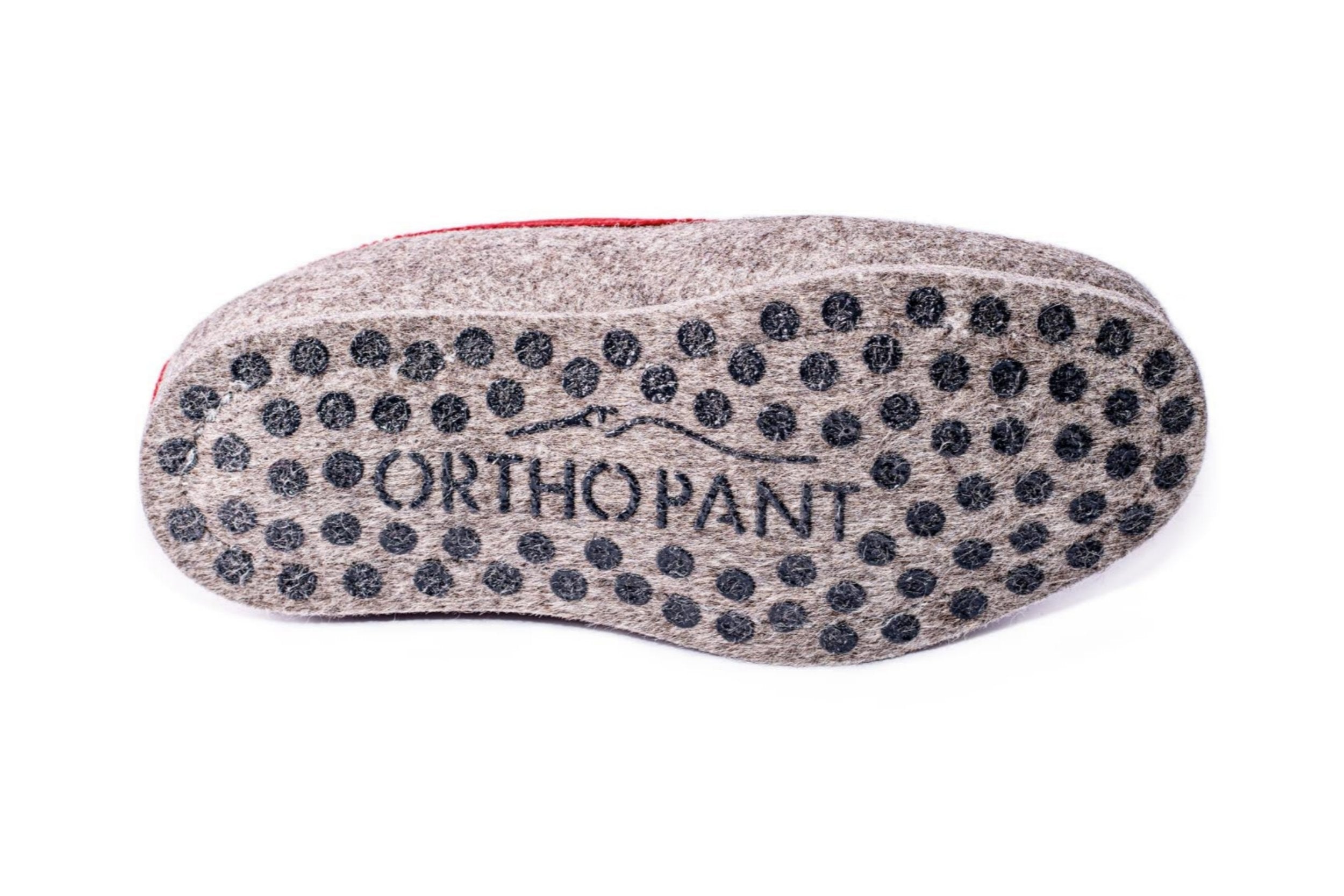 Filzpantoffeln CLASSIC - Hausschuhe grau mit roter Borte