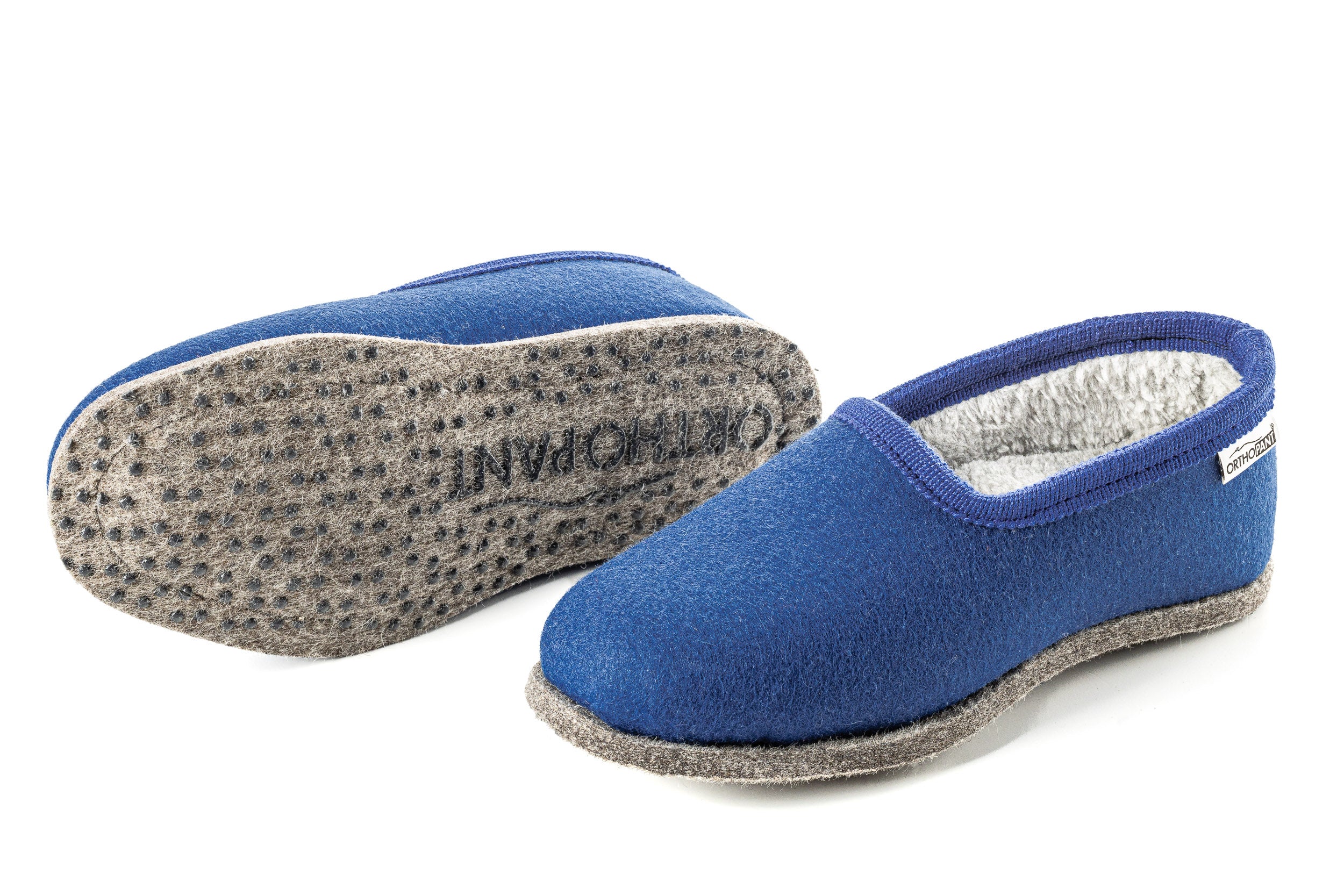 Pantofole in feltro CLASSIC, blu con bordo blu