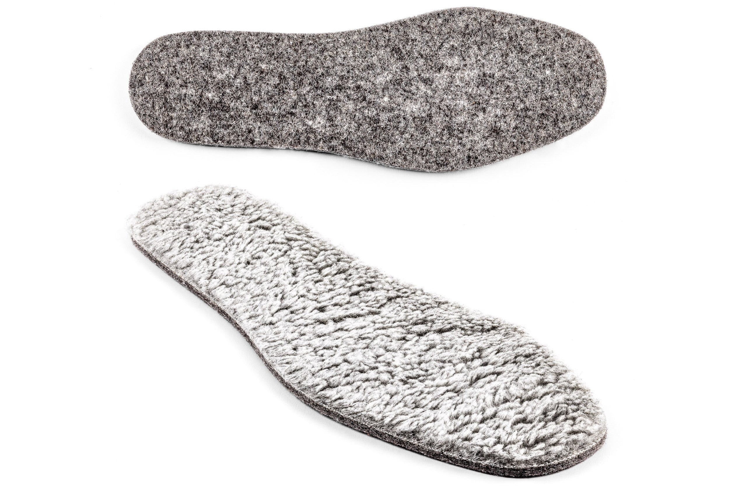 Einlegesohlen aus feinem Wollfilz und reinem Baumwollplüsch, beidseitig nutzbar, 2 Paar