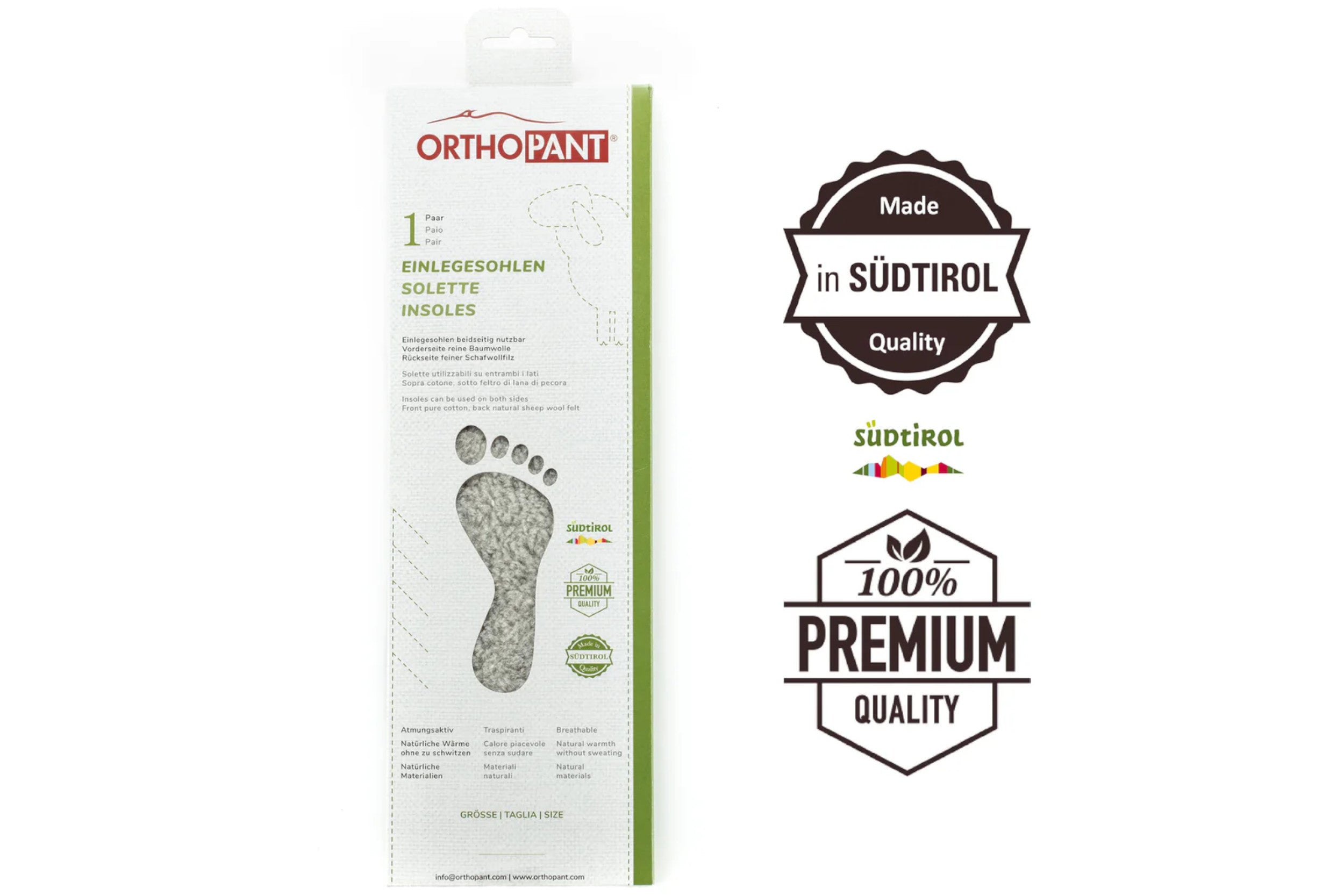 Sottopiedi in feltro e puro cotone, 1 paio