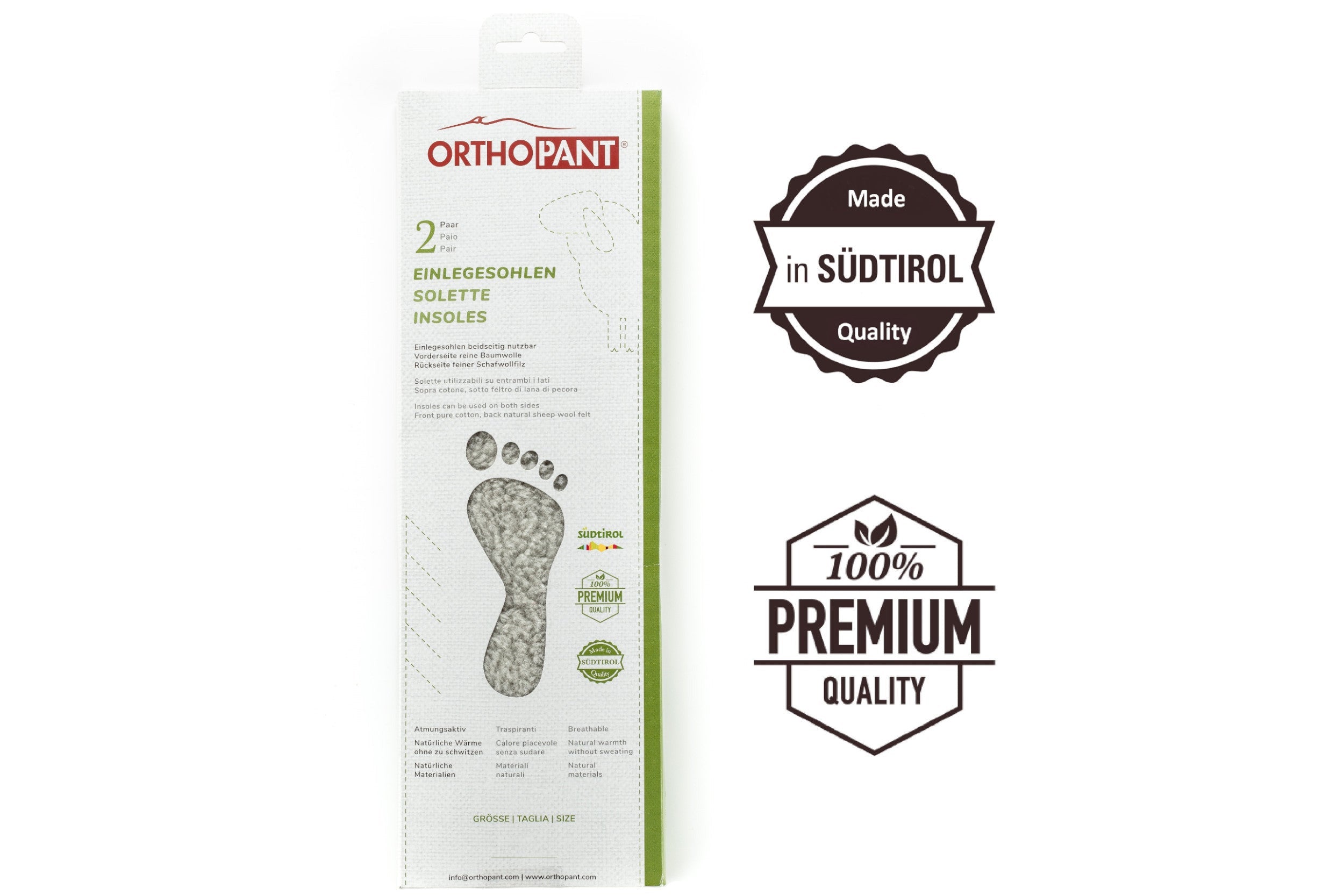 Sottopiedi in feltro e puro cotone, 2 paia