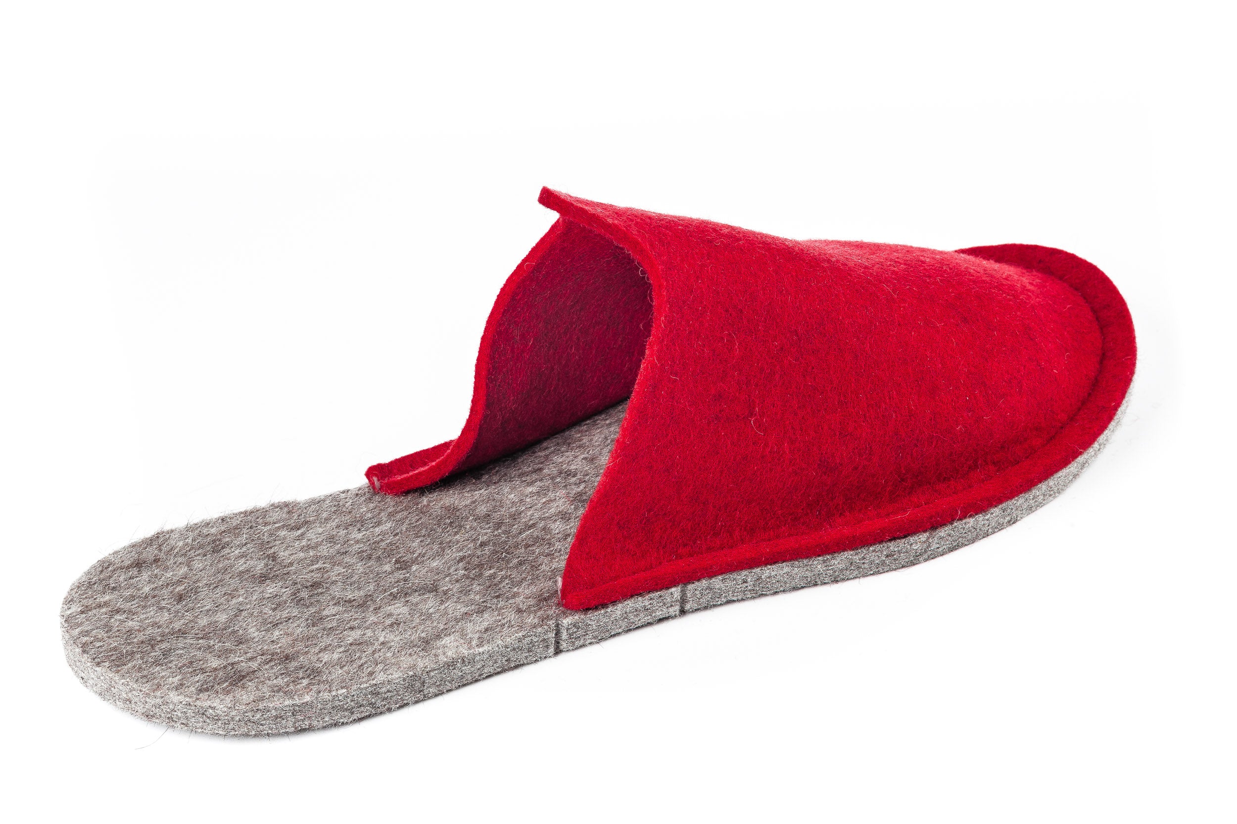 Gästepantoffeln - Hausschuhe aus feinem Wollfilz, rot
