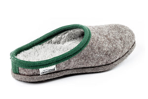 Pantofole in feltro BAITA - grigio con bordo verde