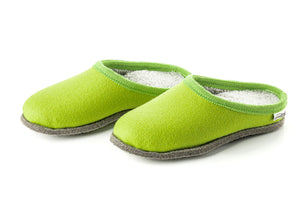 Pantofole in feltro BAITA, verde chiaro con bordo grigio