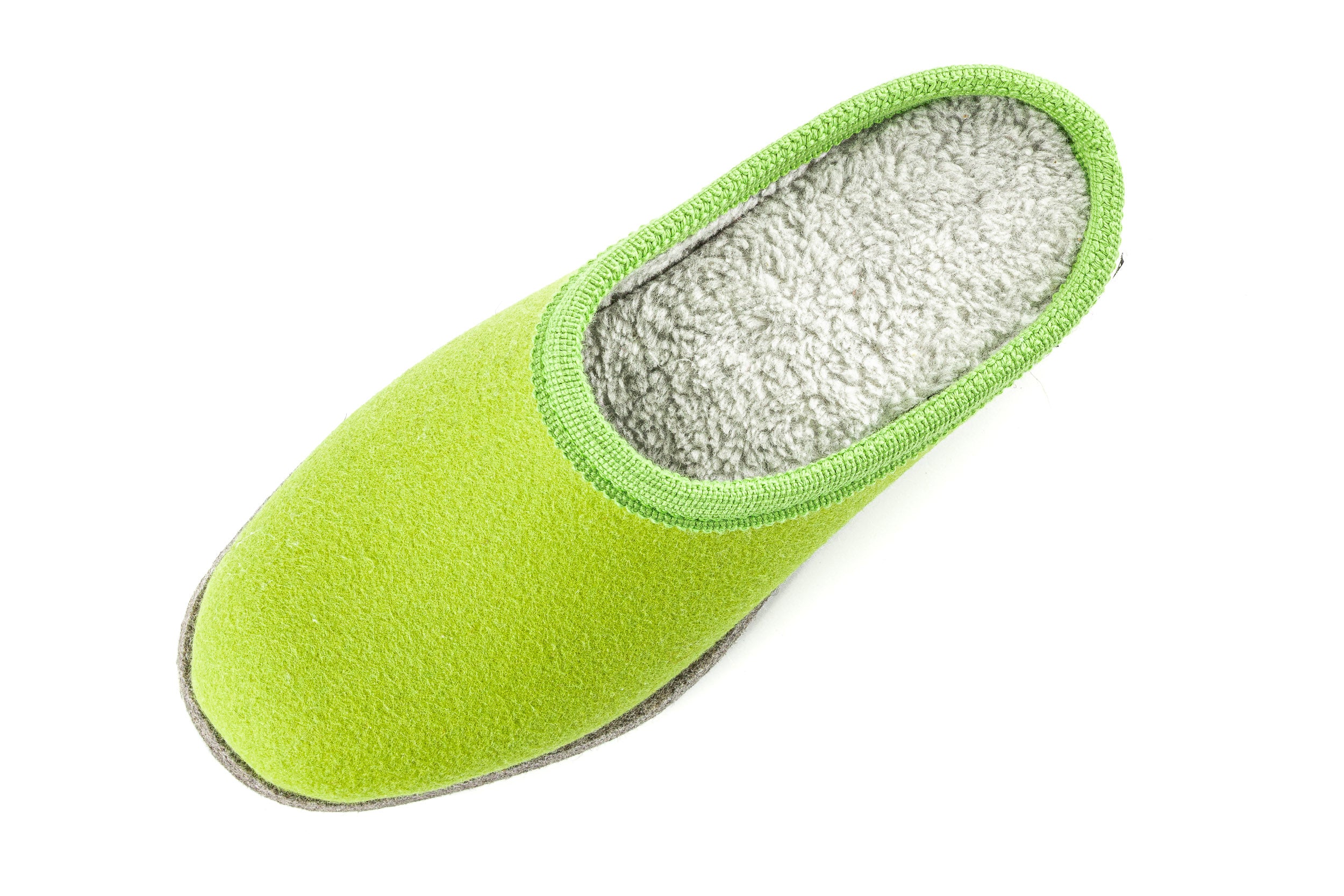 Filzpantoffeln BAITA - Hausschuhe hellgrün mit grauer Borte