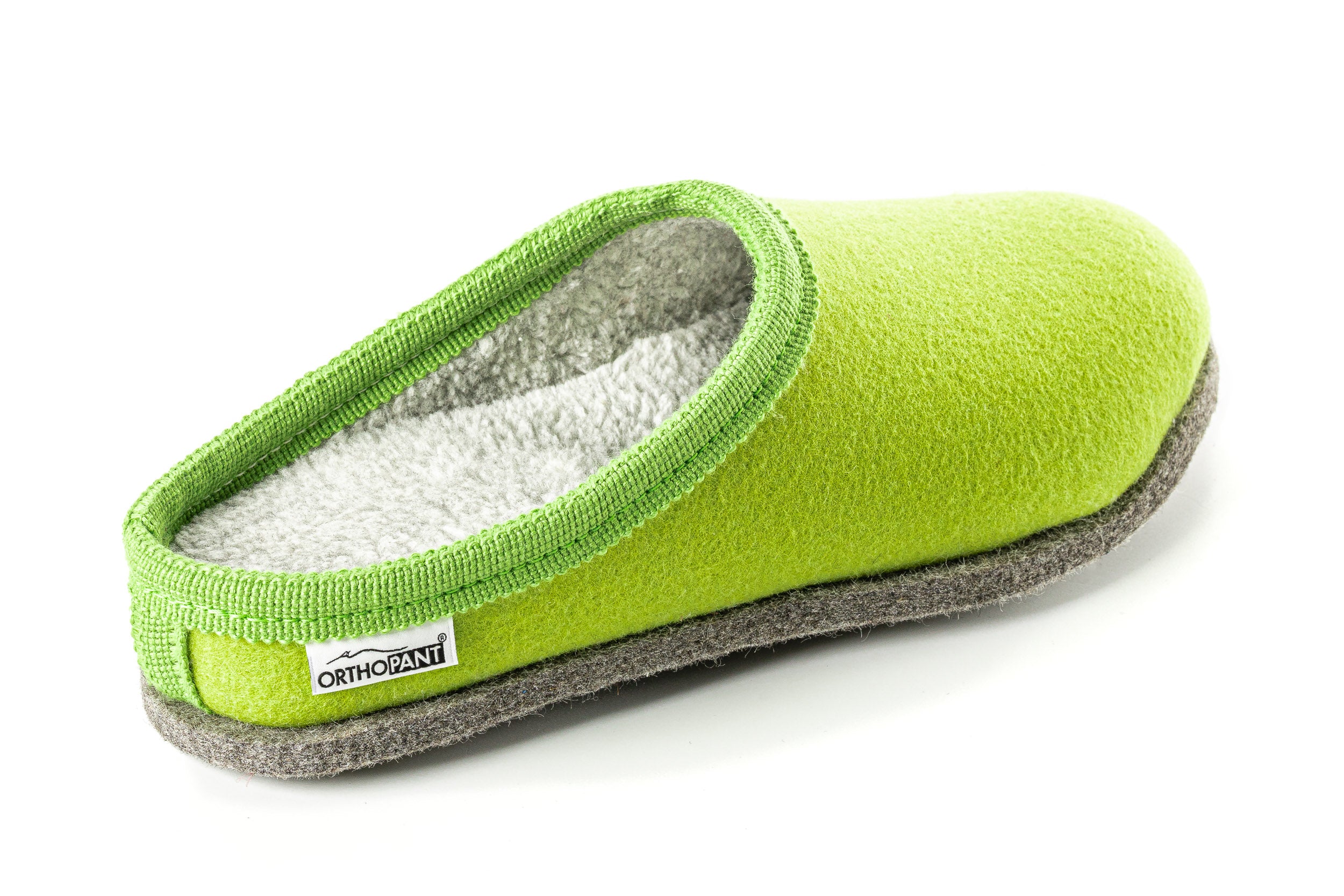 Filzpantoffeln BAITA - Hausschuhe hellgrün mit grauer Borte
