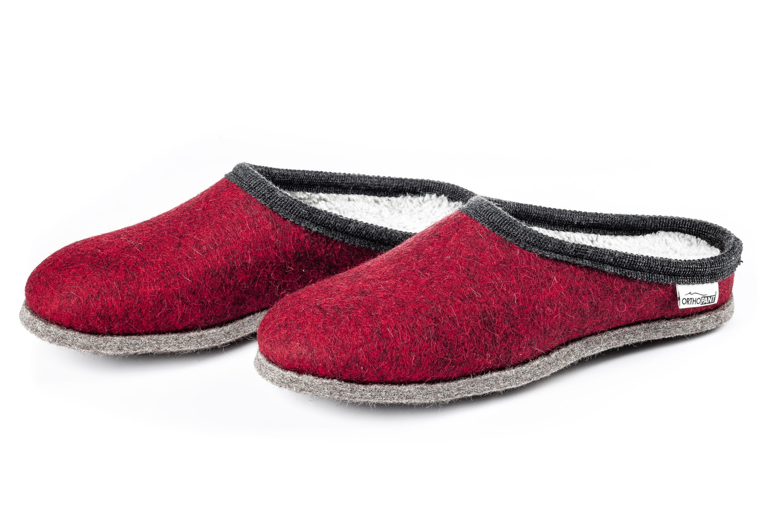 Filzpantoffeln BAITA - Hausschuhe rot mit schwarzer Borte