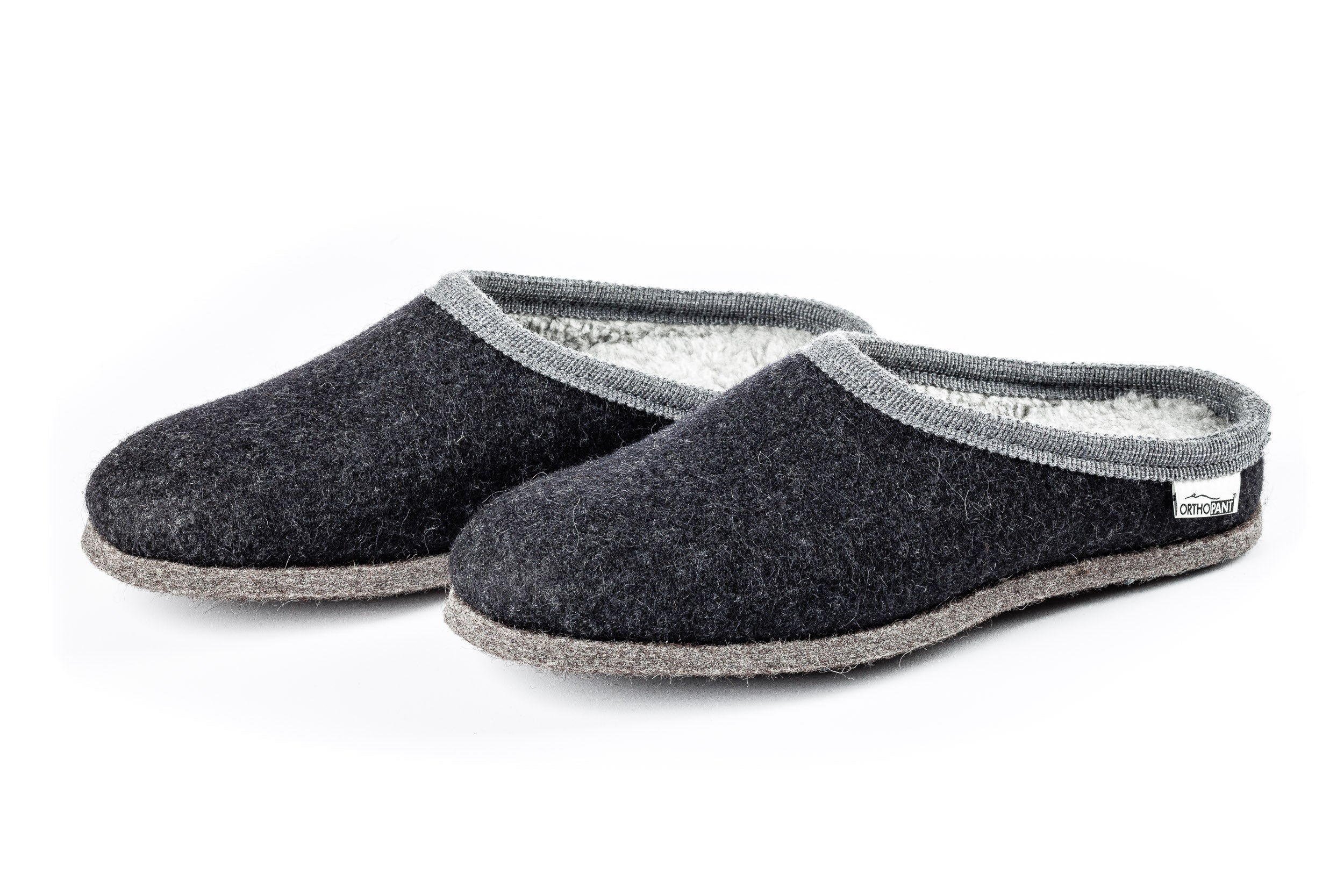 Pantofole in feltro BAITA - antracite con bordo grigio