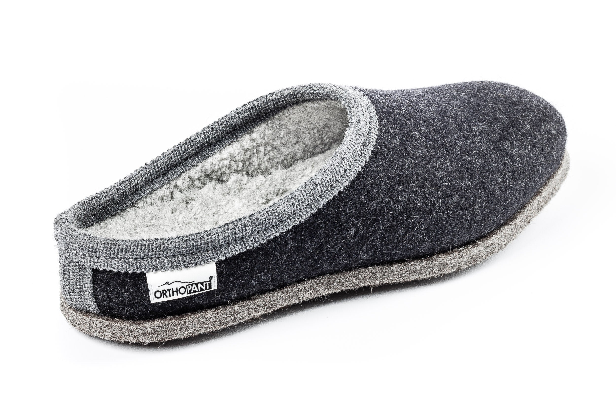 Pantofole in feltro BAITA - antracite con bordo grigio
