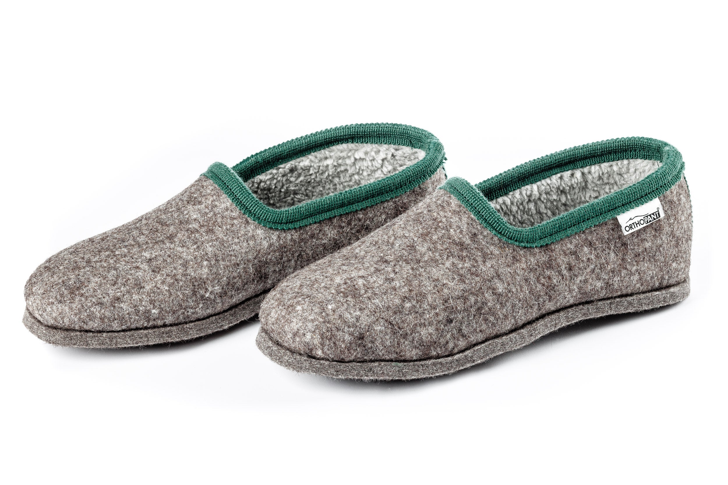 Pantofole in feltro CLASSIC- grigio con bordo verde