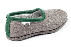 Pantofole in feltro CLASSIC- grigio con bordo verde