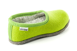 Pantofole in feltro CLASSIC, verde chiaro con bordo grigio