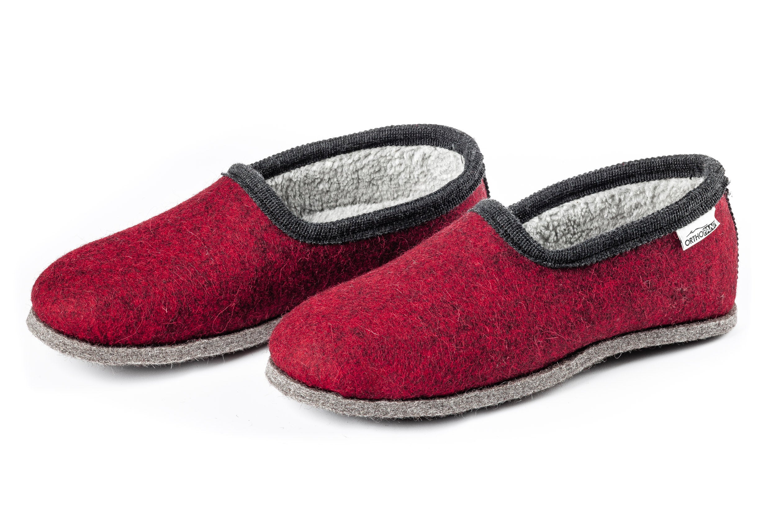 Filzpantoffeln CLASSIC - Hausschuhe rot mit schwarzer Borte