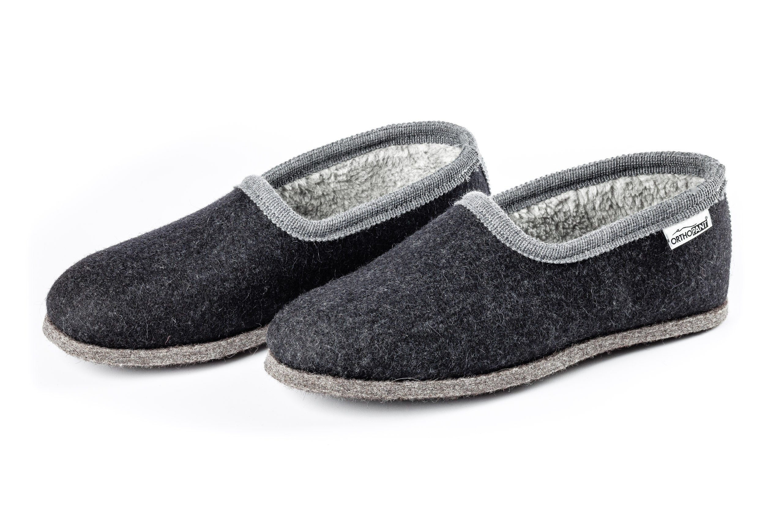 Pantofole in feltro CLASSIC, antracite con bordo grigio