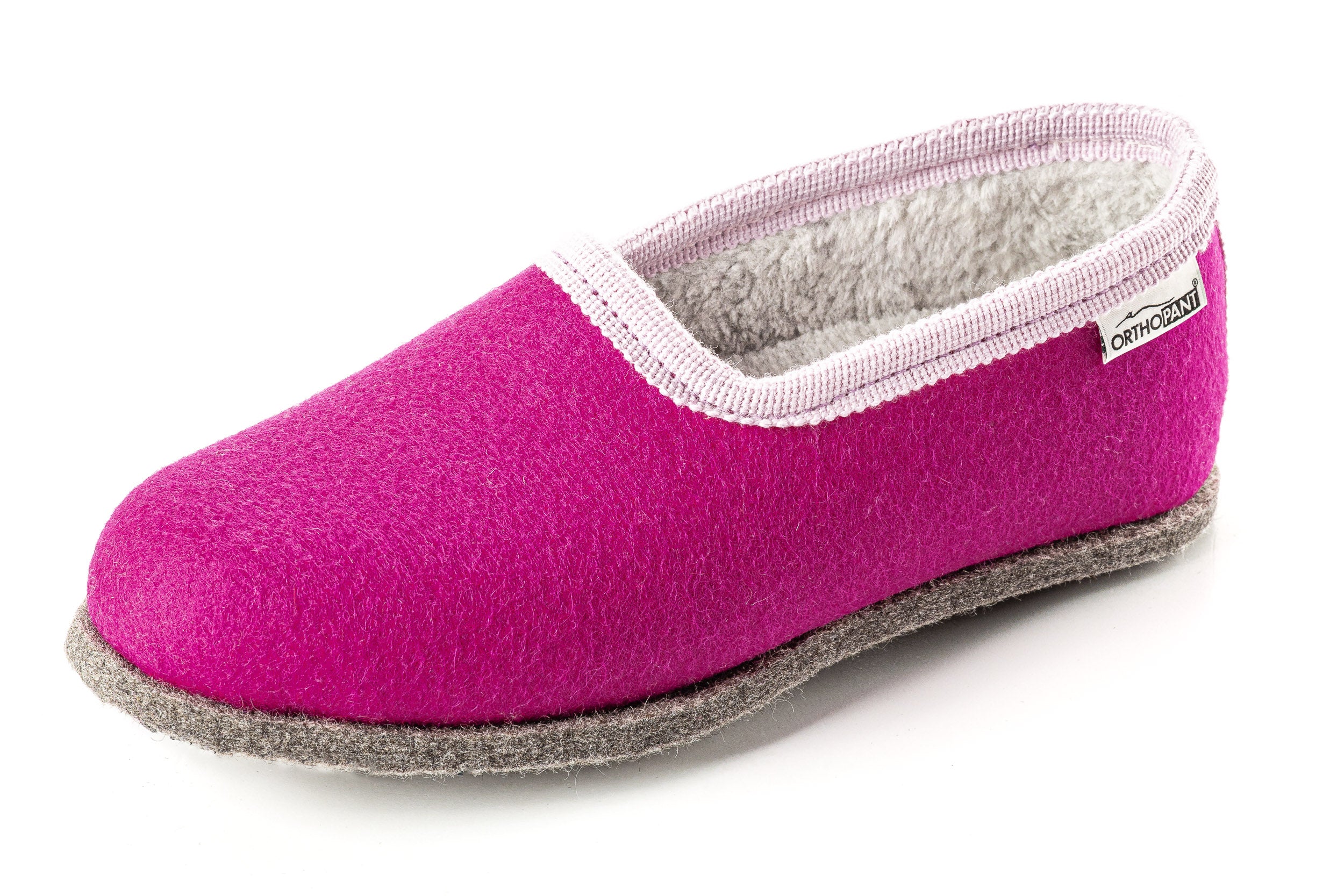 Filzpantoffeln CLASSIC - Hausschuhe pink mit rosa Borte