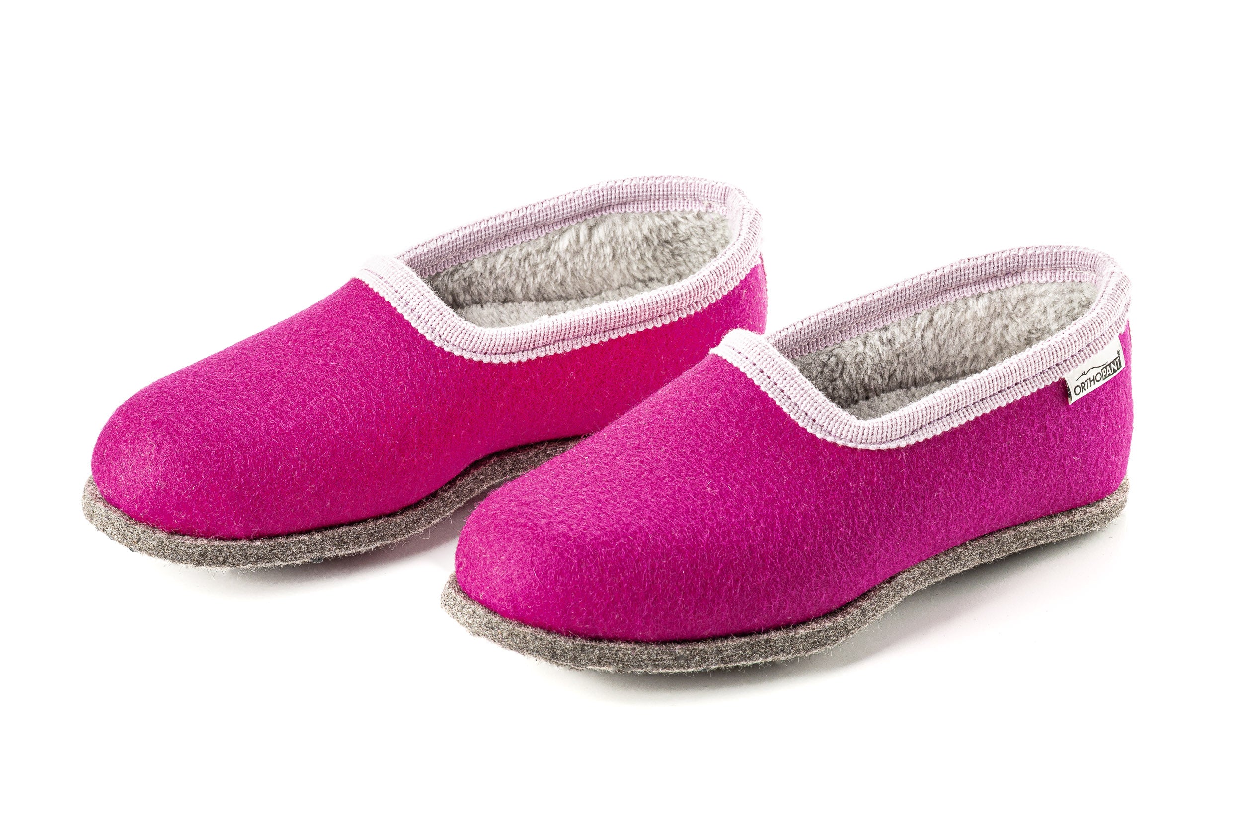 Filzpantoffeln CLASSIC - Hausschuhe pink mit rosa Borte