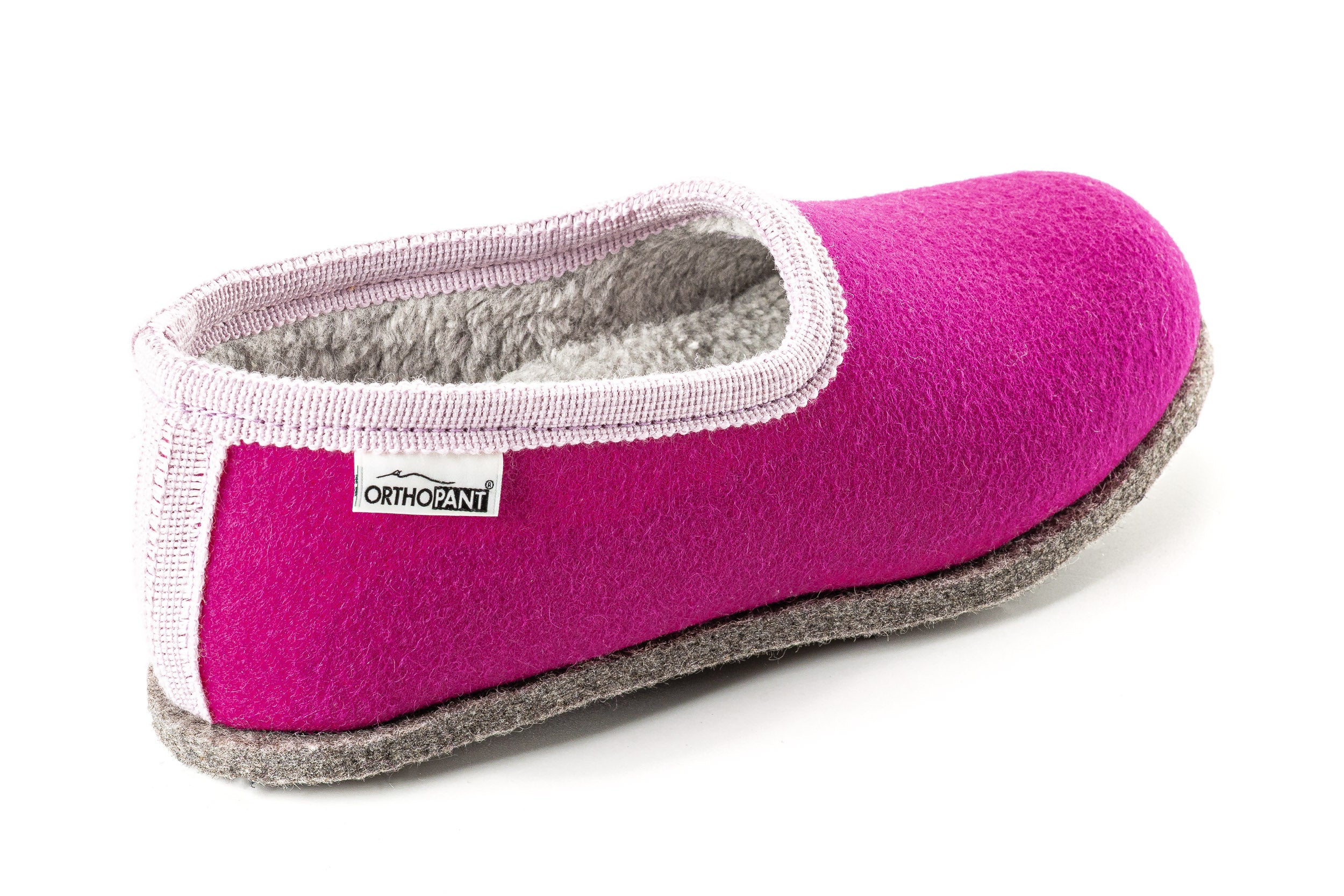 Filzpantoffeln CLASSIC - Hausschuhe pink mit rosa Borte