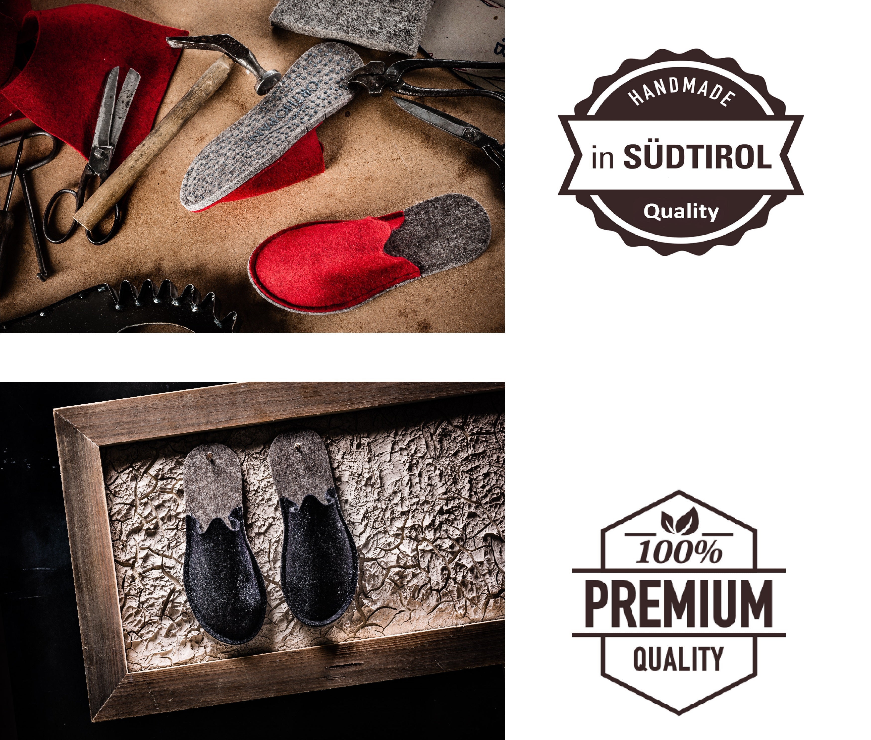 Gästepantoffeln aus Wollfilz Rot – Rutschfest & warm