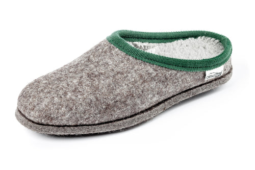 Pantofole in feltro BAITA - grigio con bordo verde
