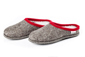 Pantofole in feltro BAITA - grigio con bordo rosso
