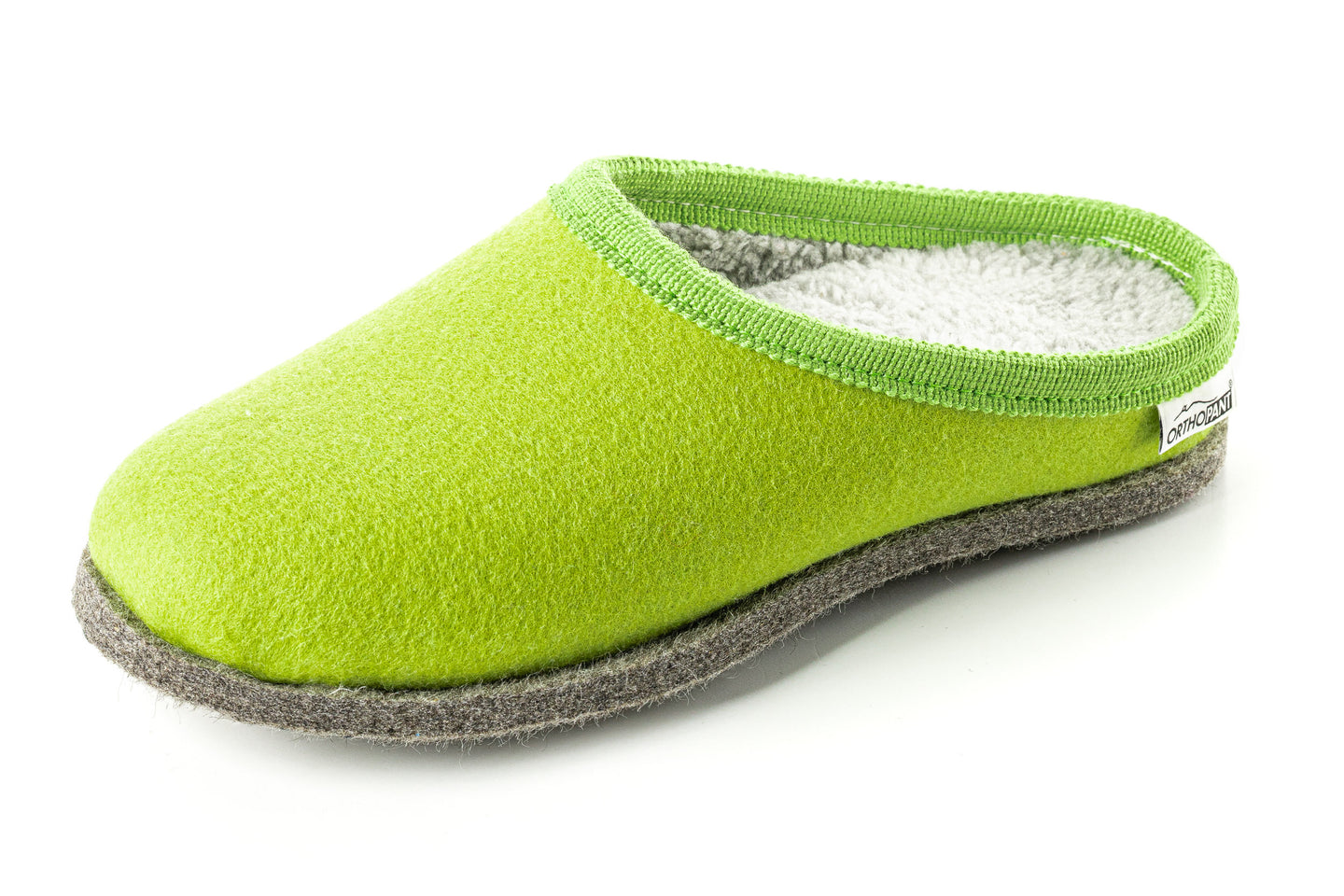 Pantofole in feltro BAITA, verde chiaro con bordo grigio