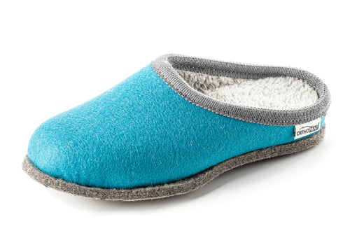 Pantofole in feltro BAITA - turchese con bordo grigio