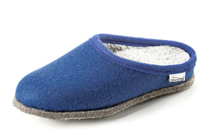 Pantofole in feltro BAITA, blu con bordo blu