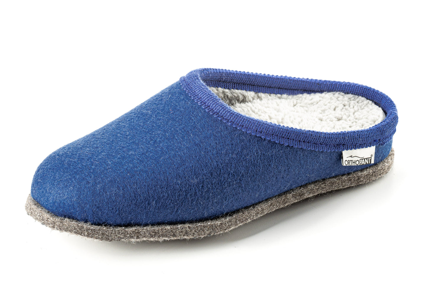Pantofole in feltro BAITA, blu con bordo blu