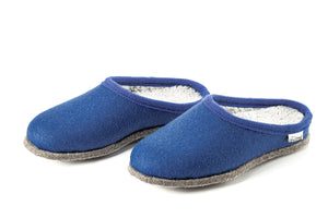 Pantofole in feltro BAITA, blu con bordo blu