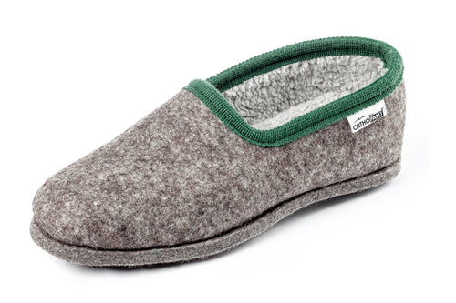 Pantofole in feltro CLASSIC- grigio con bordo verde