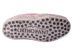 Pantofole in feltro CLASSIC- grigio con bordo rosso