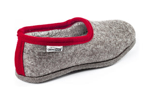 Pantofole in feltro CLASSIC- grigio con bordo rosso