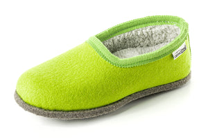 Pantofole in feltro CLASSIC, verde chiaro con bordo grigio