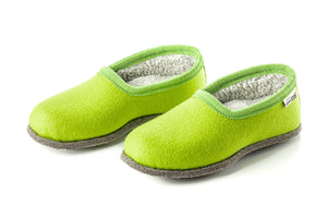 Pantofole in feltro CLASSIC, verde chiaro con bordo grigio
