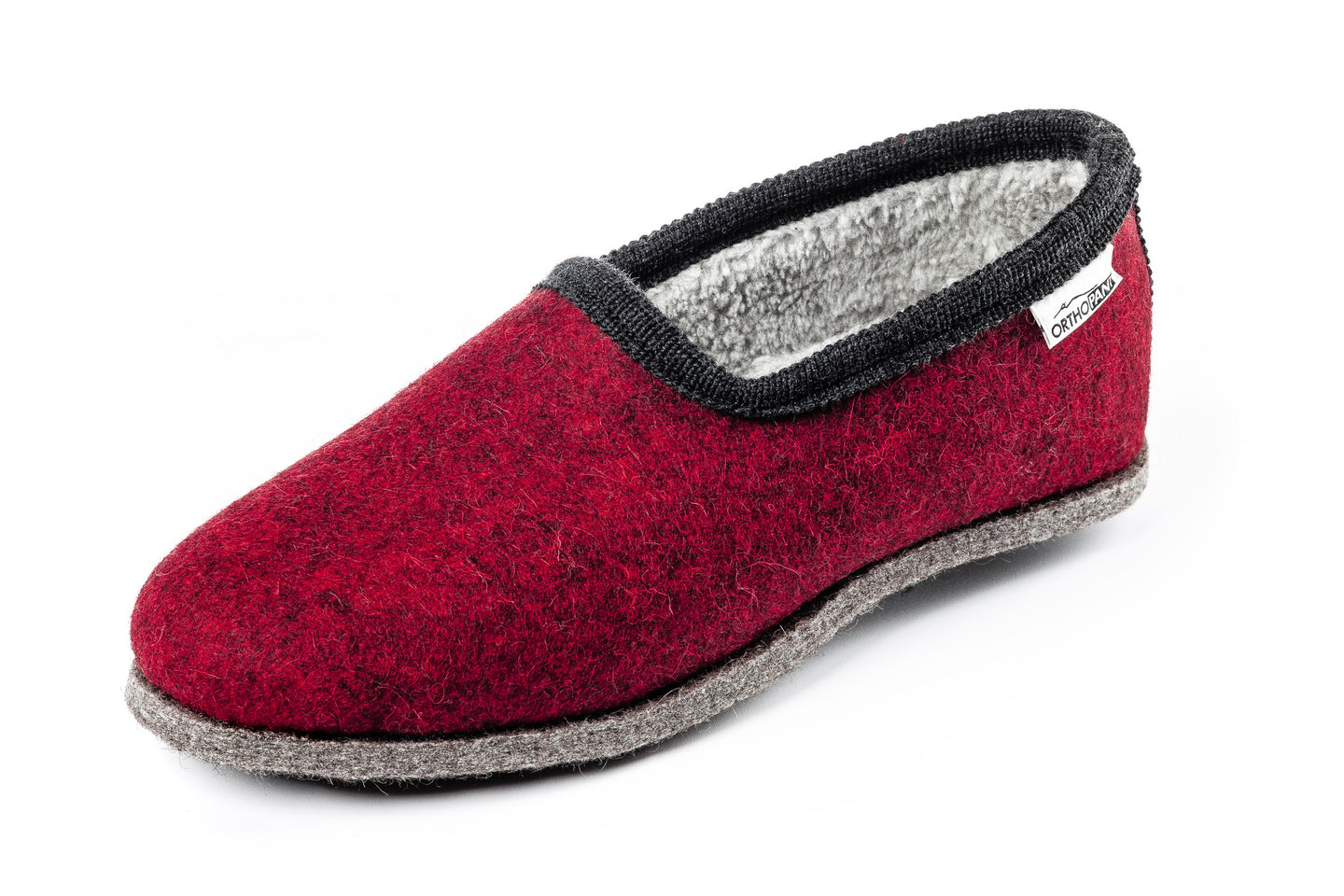 Pantofole in feltro CLASSIC- rosso con bordo nero
