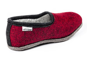 Pantofole in feltro CLASSIC- rosso con bordo nero