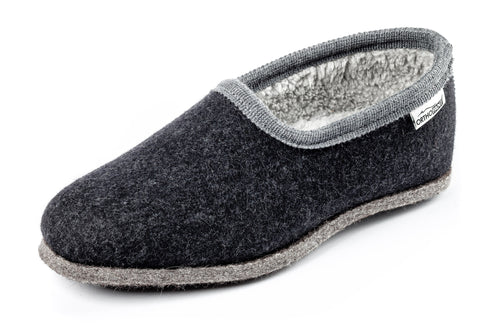 Pantofole in feltro CLASSIC, antracite con bordo grigio