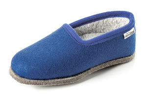 Filzpantoffeln CLASSIC - Hausschuhe blau mit blauer Borte