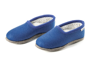 Filzpantoffeln CLASSIC - Hausschuhe blau mit blauer Borte